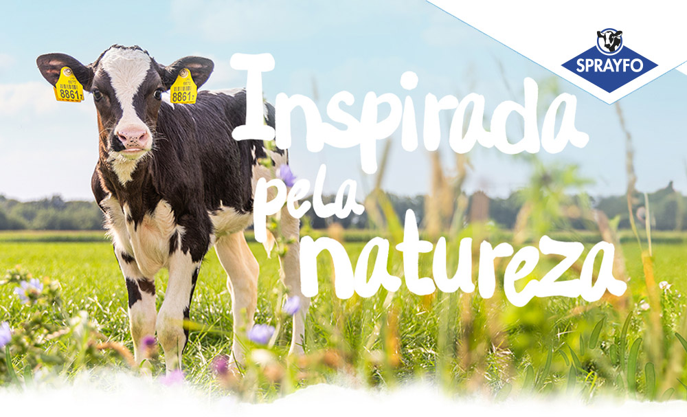 Calf in a field with title Inspired by nature